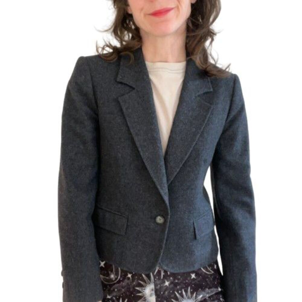 1980s Pendleton Blazer Jacket Womens 6 Petite Small Grey Preppy Classiccore